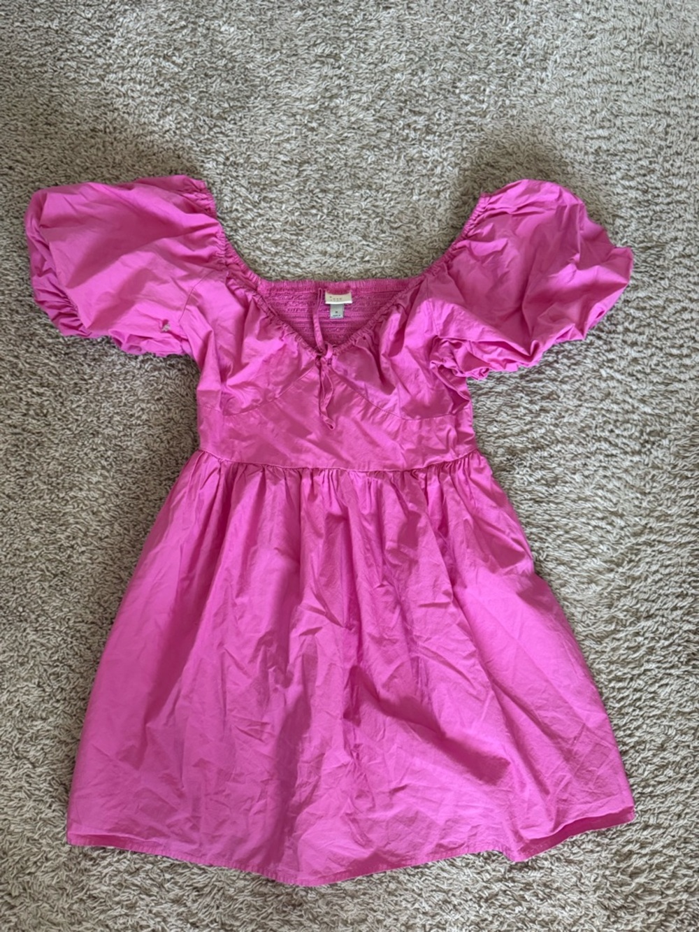 a new day Bright Pink Puff Sleeve Dress for womens